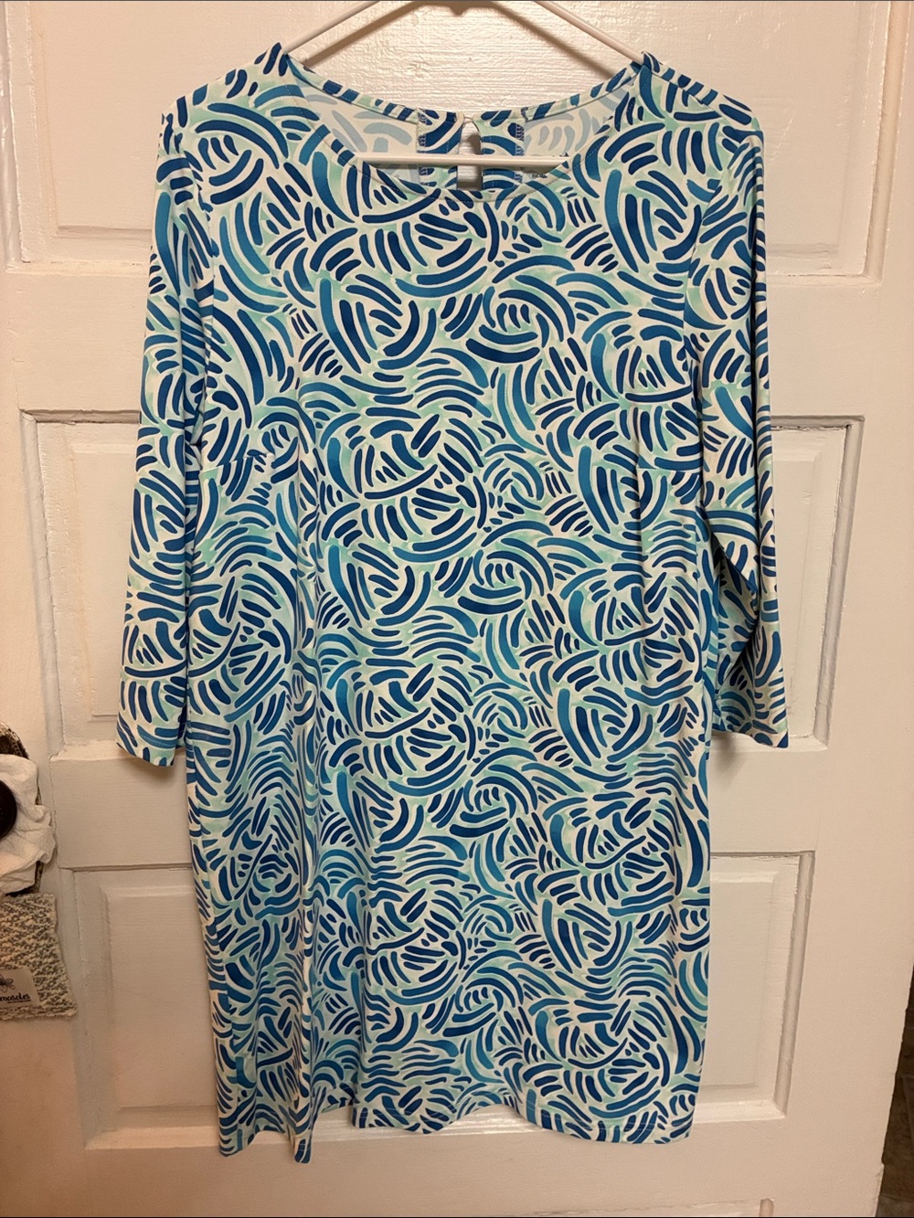 Southern Tide Blue and Aqua Abstract Swirl Top